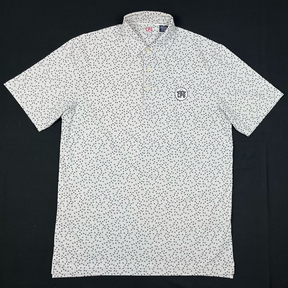 Club Pro Guy Mens Golf Polo Shirt Sz Medium All Over Pattern Grey A6